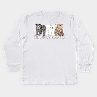 Animal art, sketch, bears, Beary Cute Kids Long Sleeve T-Shirt